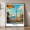 Tokyo Vintage Travel Poster — Cityscape Wall Art | ArtPrintsVicky