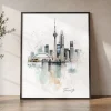 Toronto Skyline Drawing — Watercolor Wall Art | ArtPrintsVicky