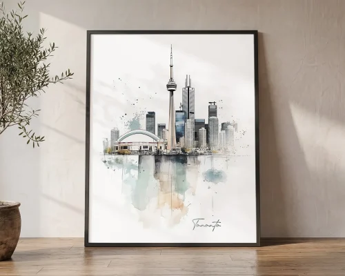 Toronto Skyline Drawing — Watercolor Wall Art | ArtPrintsVicky