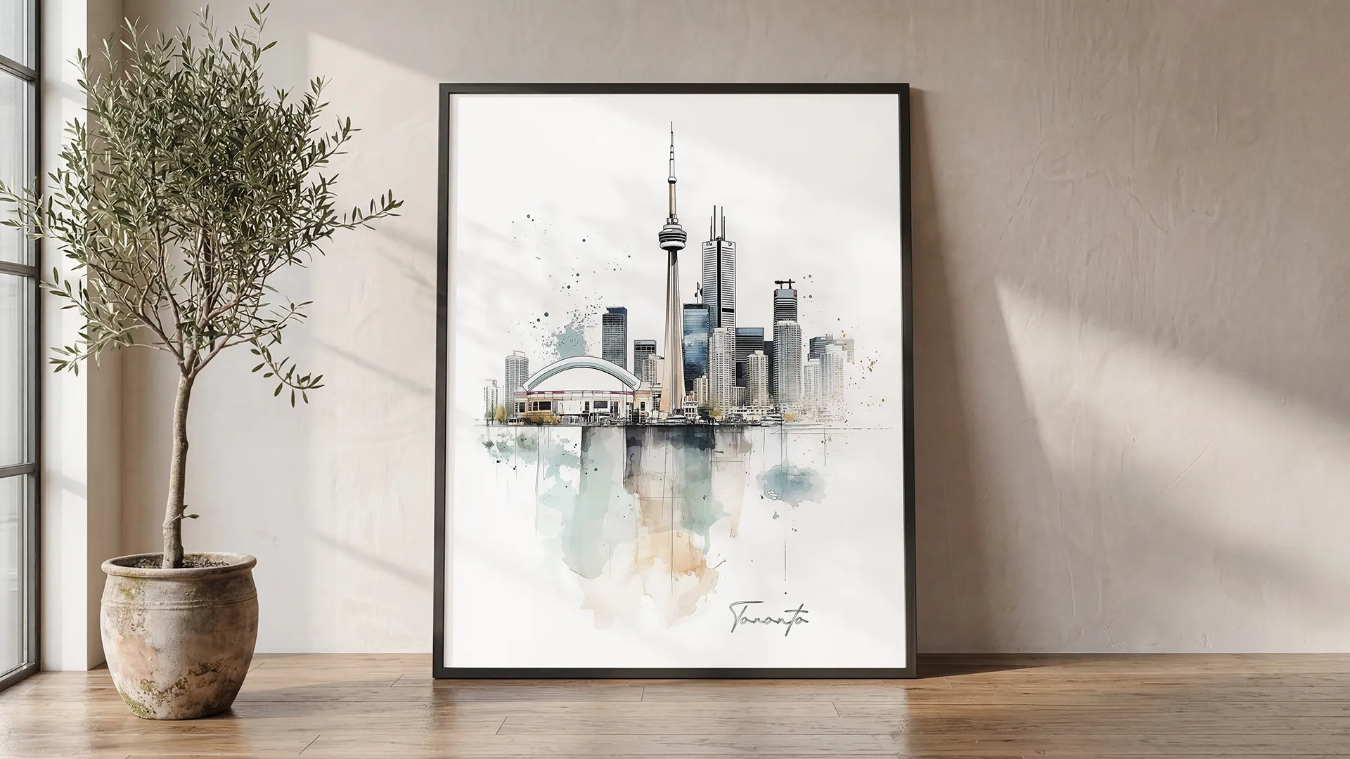 Toronto Skyline Drawing — Watercolor Wall Art | ArtPrintsVicky