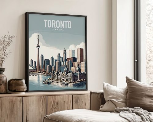 Toronto travel poster in smooth colors by ArtPrintsVicky