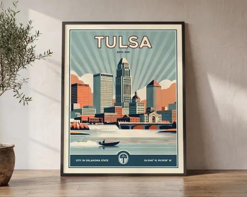 Tulsa Poster Inspired by Retro Travel Art | ArtPrintsVicky