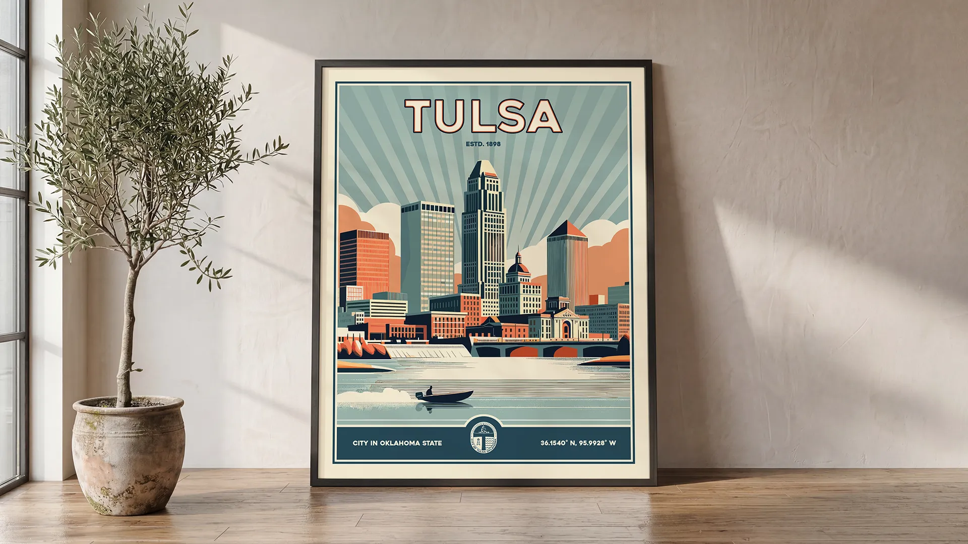 Tulsa Poster Inspired by Retro Travel Art | ArtPrintsVicky