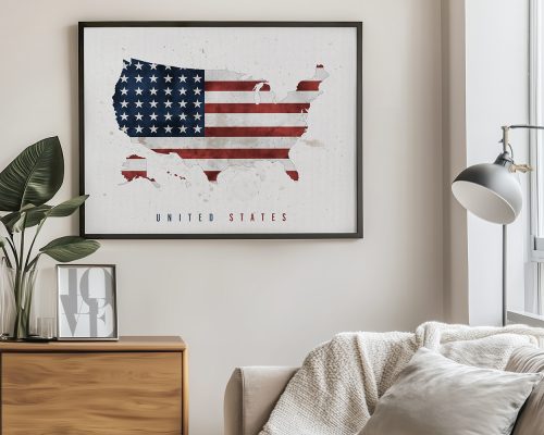Alternative view of United States Map American Flag Art Print