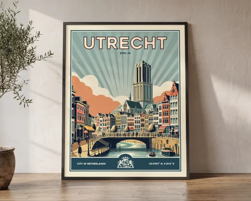 Utrecht Poster Inspired by Retro Travel Art | ArtPrintsVicky