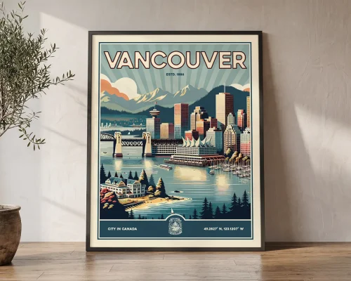 Vancouver Travel Poster — Vintage Wall Art Print | ArtPrintsVicky