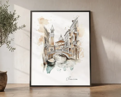 Venice Skyline Drawing — Watercolor Wall Art | ArtPrintsVicky
