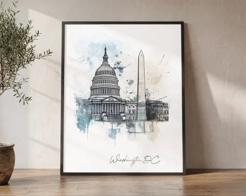 Washington Dc Drawing Wall Art Poster | ArtPrintsVicky