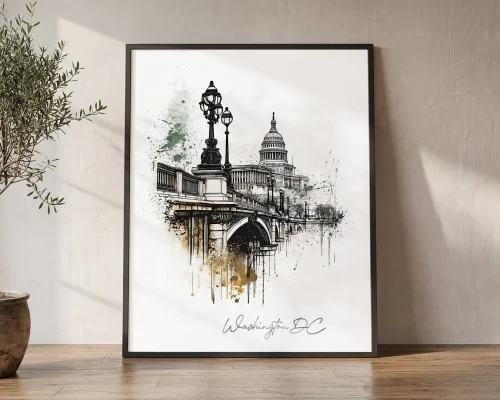 Washington Dc Skyline Drawing Wall Art Print | ArtPrintsVicky
