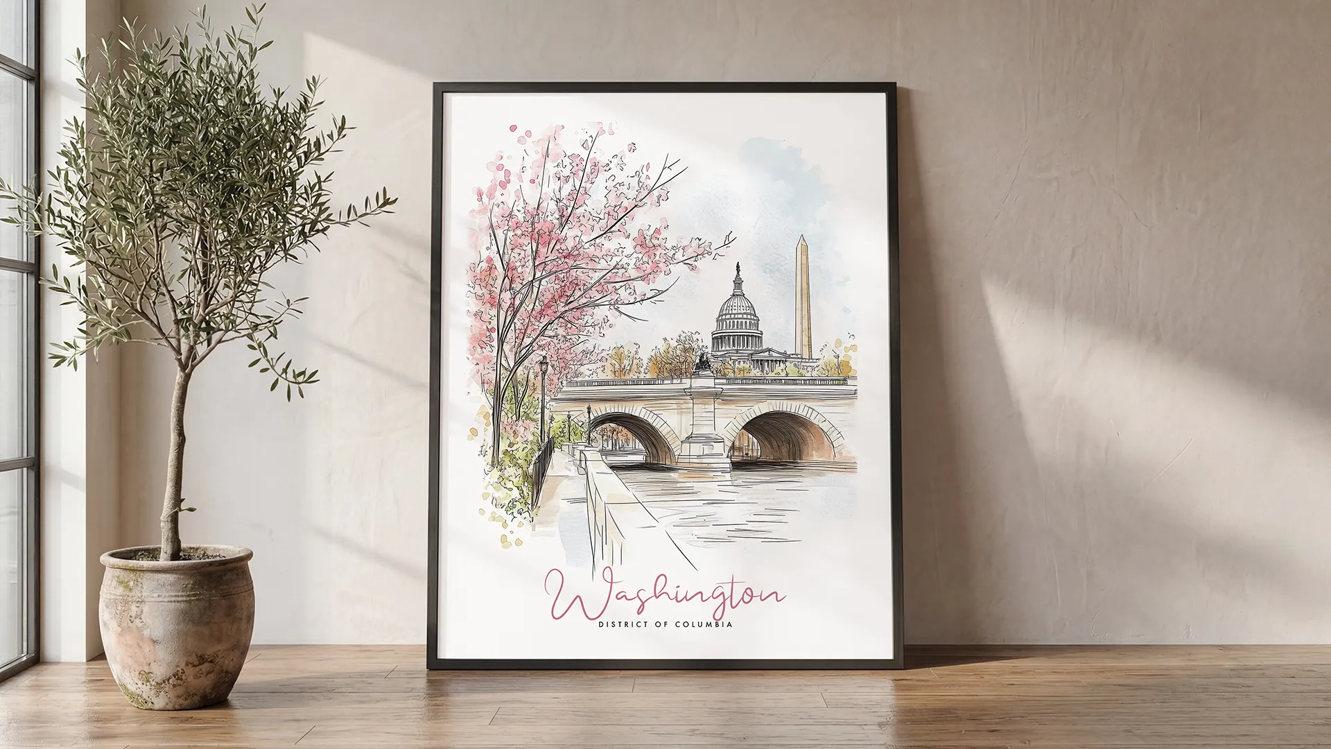 Washington Dc Watercolor Wall Art Print | ArtPrintsVicky