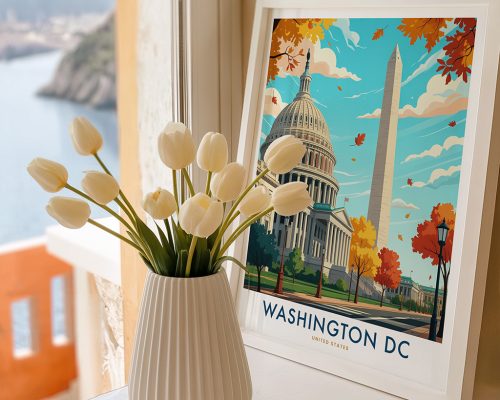 Alternative view of Washington DC Travel Poster Vintage Wall Art