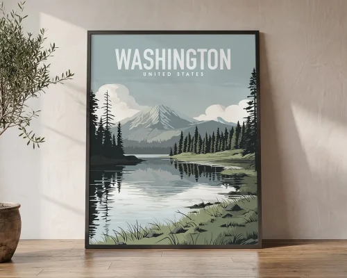 Washington Wall Art Print — Landscape Poster | ArtPrintsVicky