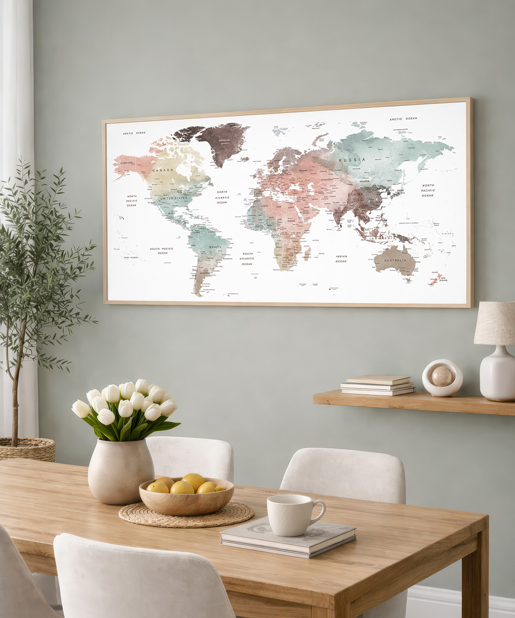 World Map Wall Art Print, Panoramic Poster - Image 5