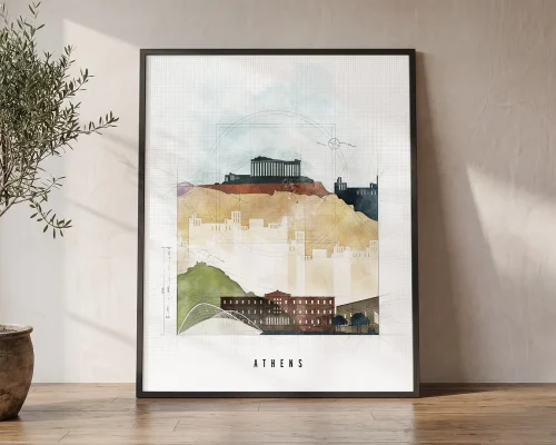 Athens Wall Art Print — Urban Skyline Poster | ArtPrintsVicky