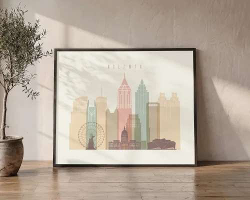 Atlanta Panorama Wall Art — Warm Pastel Print | ArtPrintsVicky