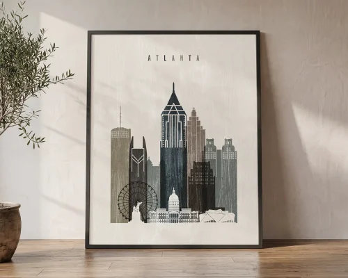 Atlanta Skyline Wall Art — Distressed Vintage Print | ArtPrintsVicky