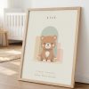 Bear Nursery Wall Art Print, Woodland Animal