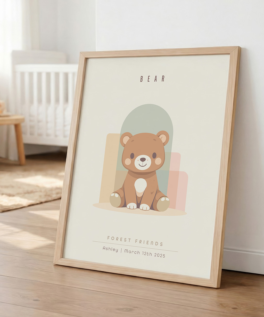 Bear Nursery Wall Art Print, Woodland Animal
