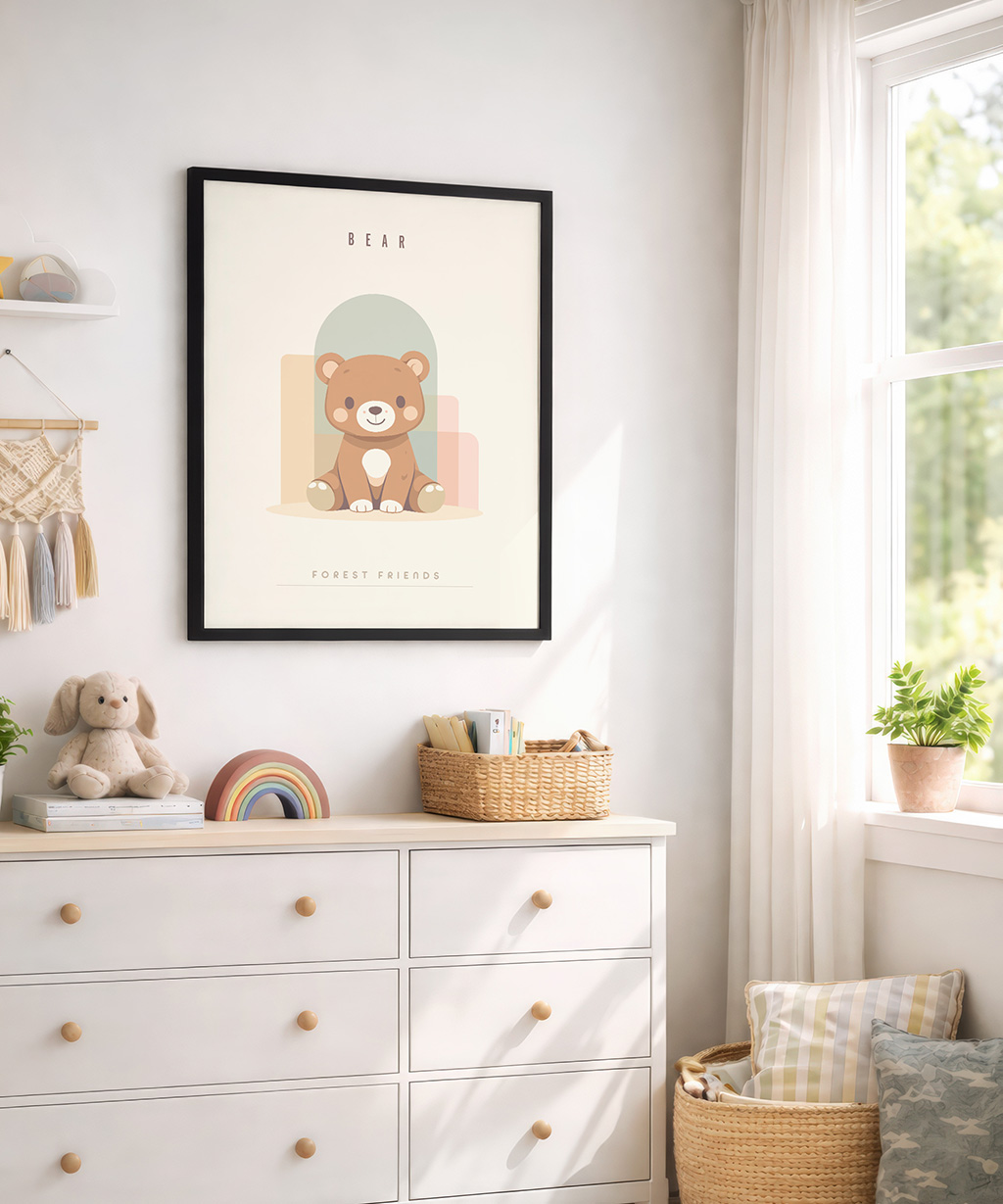 Bear Nursery Wall Art Print, Woodland Animal - Image 3