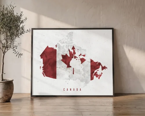 Canada Map Print Flag Wall Art Decor | ArtPrintsVicky