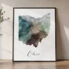 Celebrate Ohio Earthy Watercolor Map Poster | ArtPrintsVicky