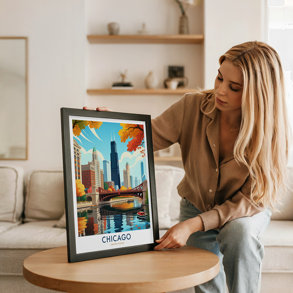 Chicago Skyline Wall Art Travel Poster Print - Image 5