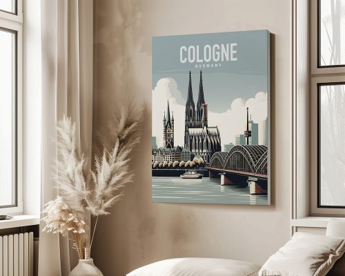 Art print featuring the Cologne Cathedral and city skyline with the title 'Cologne Germany'.