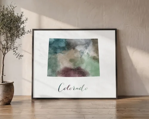 Colorful Colorado Watercolor Map Art Print | ArtPrintsVicky