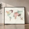 Creamy Explorations Pastel World Map Poster | ArtPrintsVicky