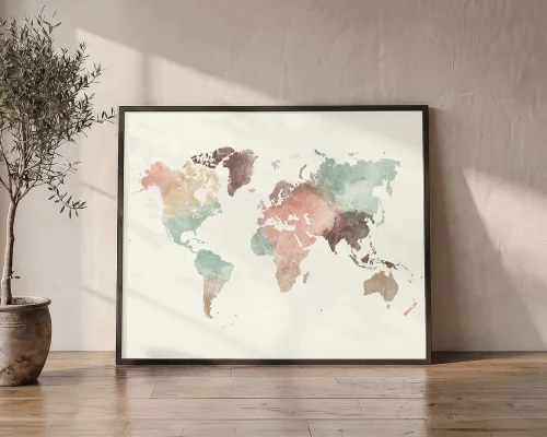 Creamy Explorations Pastel World Map Poster | ArtPrintsVicky