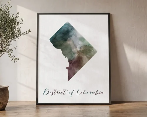 District of Columbia Watercolor Map Poster | ArtPrintsVicky