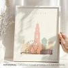 Art print of Erlangen featuring notable buildings and a ferris wheel in a minimalist style.