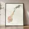 Explore Norway a Warm Pastel Map Poster | ArtPrintsVicky