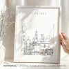 Outline illustration of Florence featuring notable architectural structures in a minimalist style.