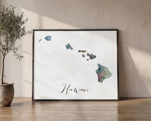 Hawaii Map Wall Art Print — State Decor | ArtPrintsVicky