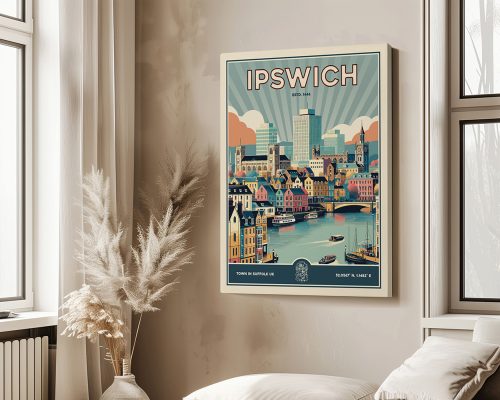 Ipswich Print Inspired by Retro Travel Art by ArtPrintsVicky