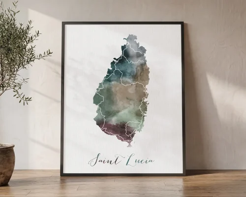Island Paradise Saint Lucia Map Poster | ArtPrintsVicky