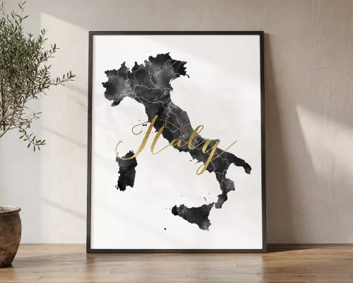 Italian Elegance Black and White Map Poster | ArtPrintsVicky