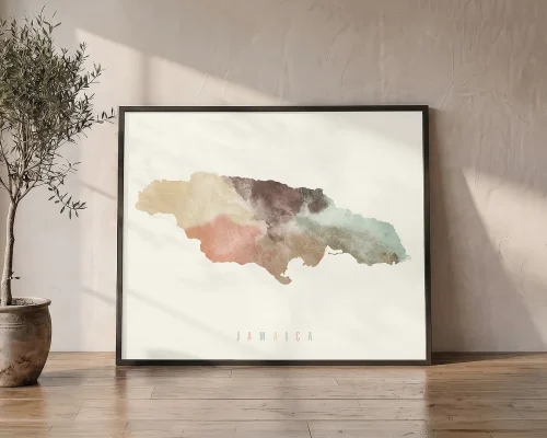 Jamaica Map Poster in Warm Pastels | ArtPrintsVicky