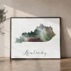 Kentucky Charm Earthy Watercolor Map Wall Art | ArtPrintsVicky