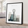 Art print of the Knoxville city skyline featuring notable buildings and structures in a minimalist design.