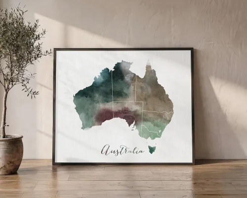 Land Down Under Australia Map Art Print | ArtPrintsVicky