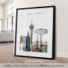 Art print featuring a stylized cityscape of Las Vegas with notable landmarks.