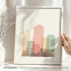 Art print of Little Rock cityscape featuring buildings in pastel colors with the text 'Little Rock'.