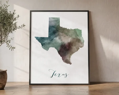 Lone Star State Pride Texas Map Art Print | ArtPrintsVicky
