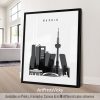 Black and white Madrid skyline art print by ArtPrintsVicky