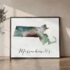 Massachusetts Map Print in Earthy Watercolors | ArtPrintsVicky