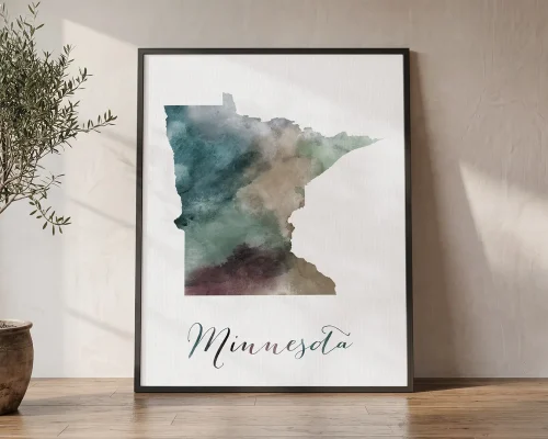 Minnesota a Watercolor Journey – Map Art Print | ArtPrintsVicky