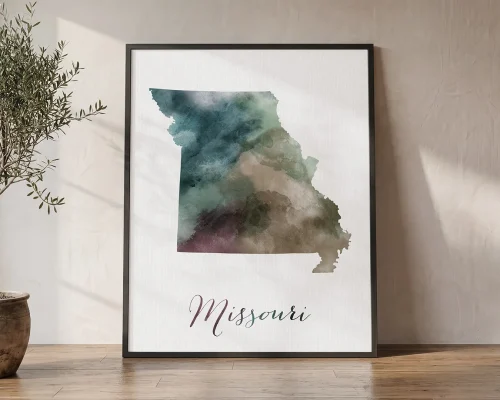 Missouri Memories Watercolor State Map Poster | ArtPrintsVicky