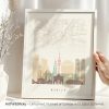 Art print of a map of Munich featuring notable landmarks and a minimalist design.